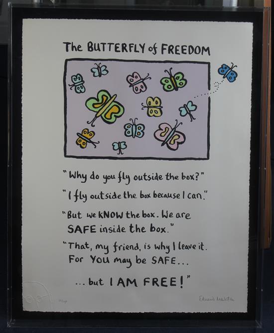 Edward Monkton The Butterfly of Freedom, 33 x 25in.